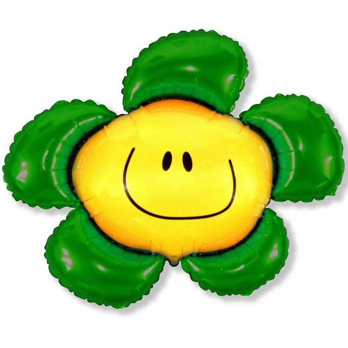 Шар Мини-фигура Цветочек (солнечная улыбка) зелёный / Flower, в упаковке