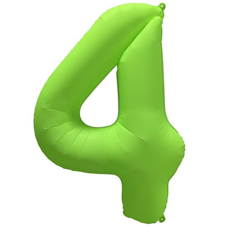 Шар Цифра "4" Неон Зеленый / Green (в упаковке)  