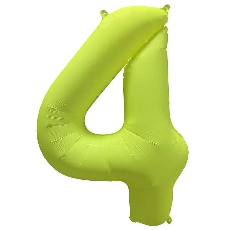 Шар Цифра "4" Неон Желтый / Yellow (в упаковке)