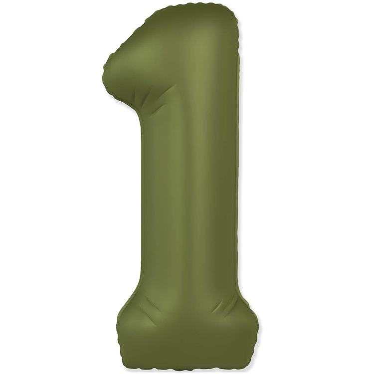 Шар Цифра "1" Slim Оливковый / Olive Green (в упаковке) 